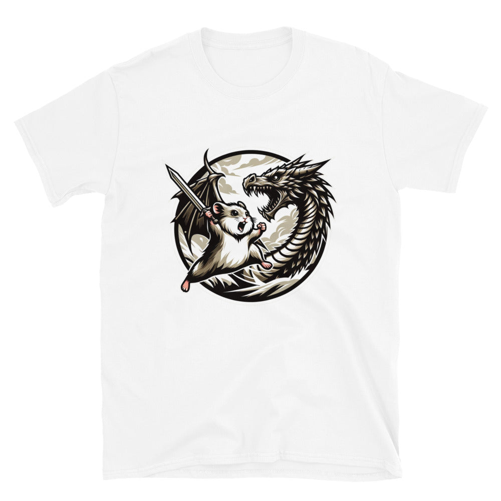 T-shirt Unisexe à Manches Courtes - Hamster Pourfendeur de Dragon